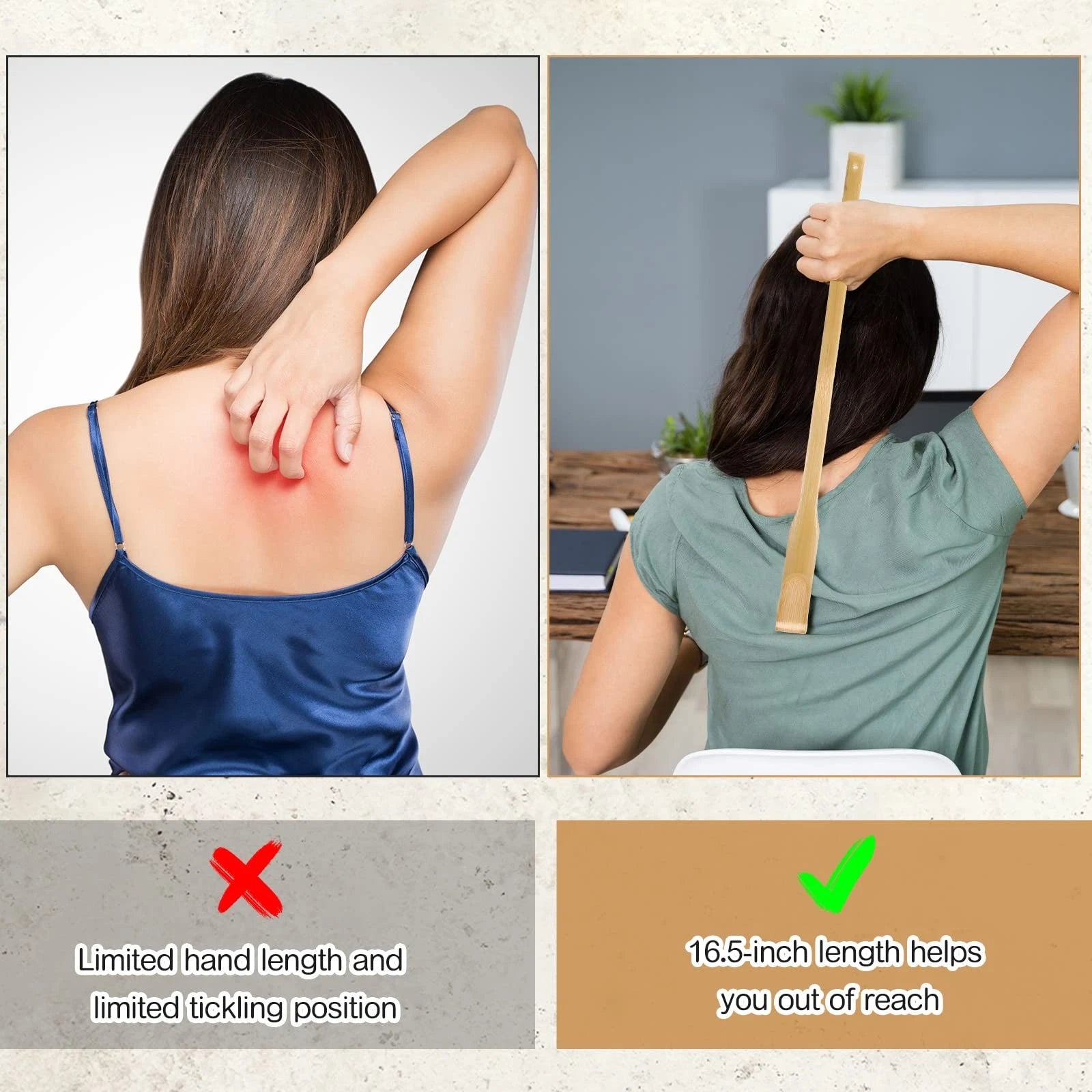 50 Pcs Bamboo Back Scratcher Bulk Traditional Manual Back Massager Wooden Lon