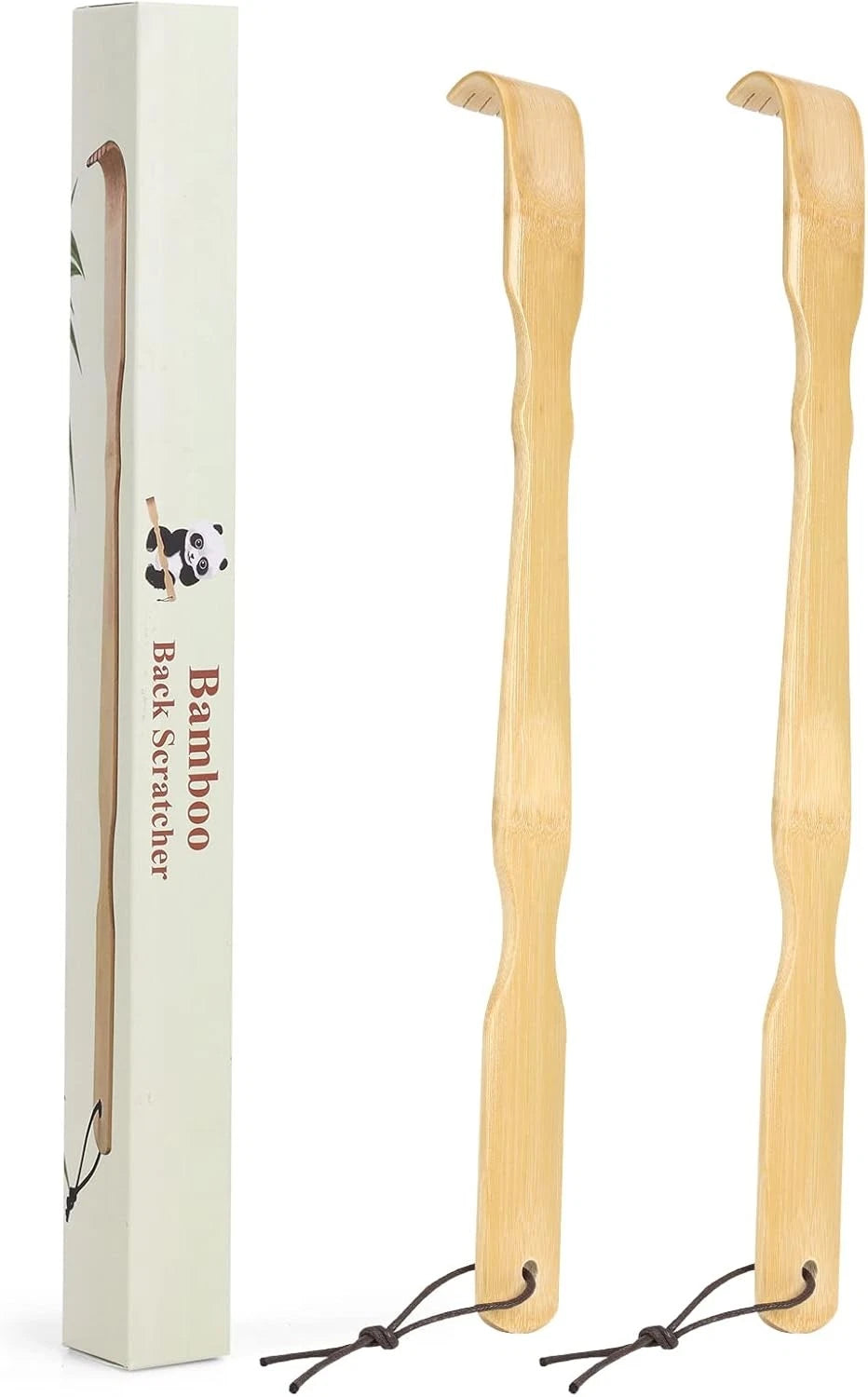 2 Pack Wooden Bamboo Back Scratcher, 17 Inch Long Handle 2 Pack,