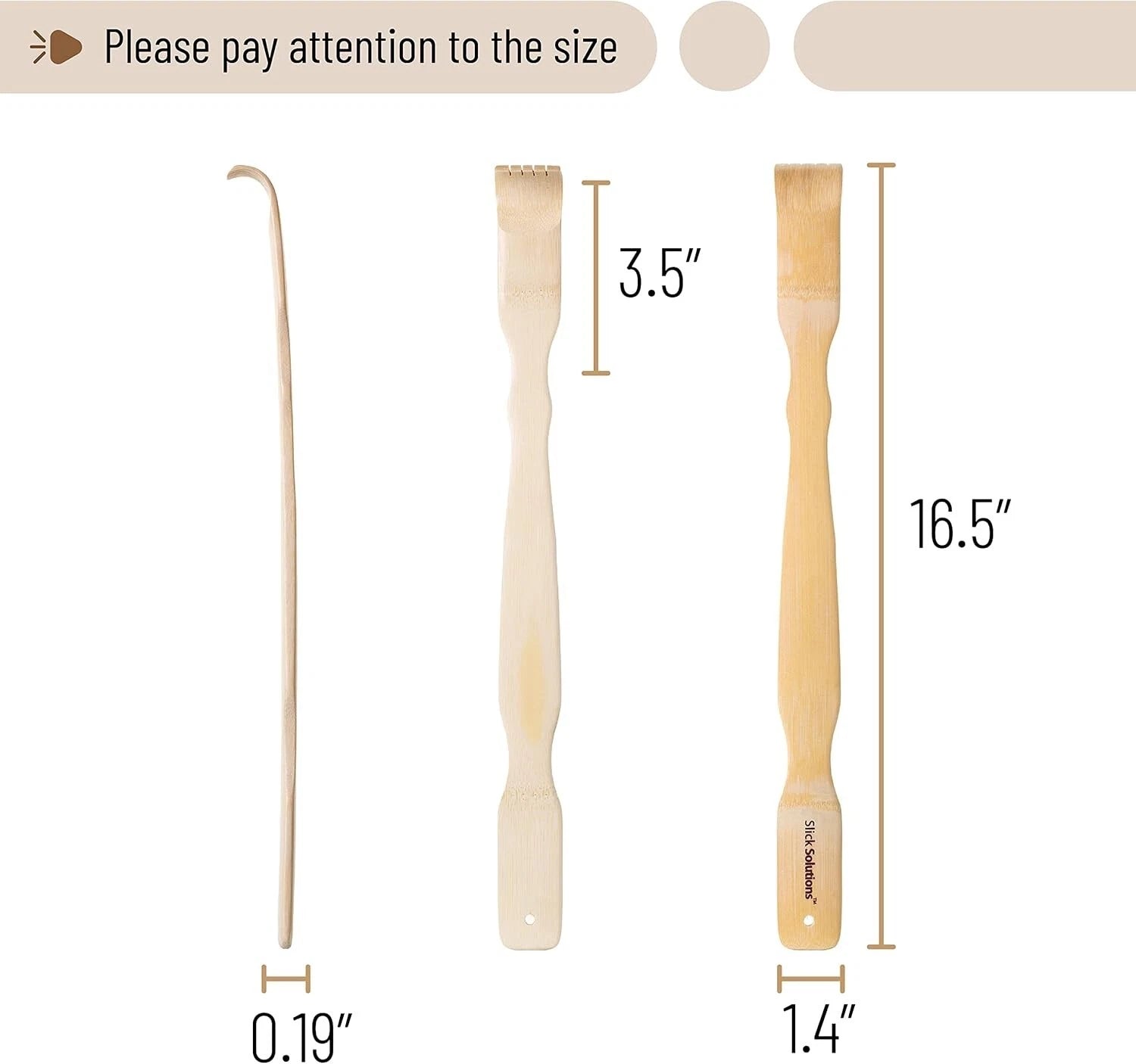 2Pcs Wooden Bamboo Back Scratcher Long Handle Itch Relief Finger-Like Scratchers