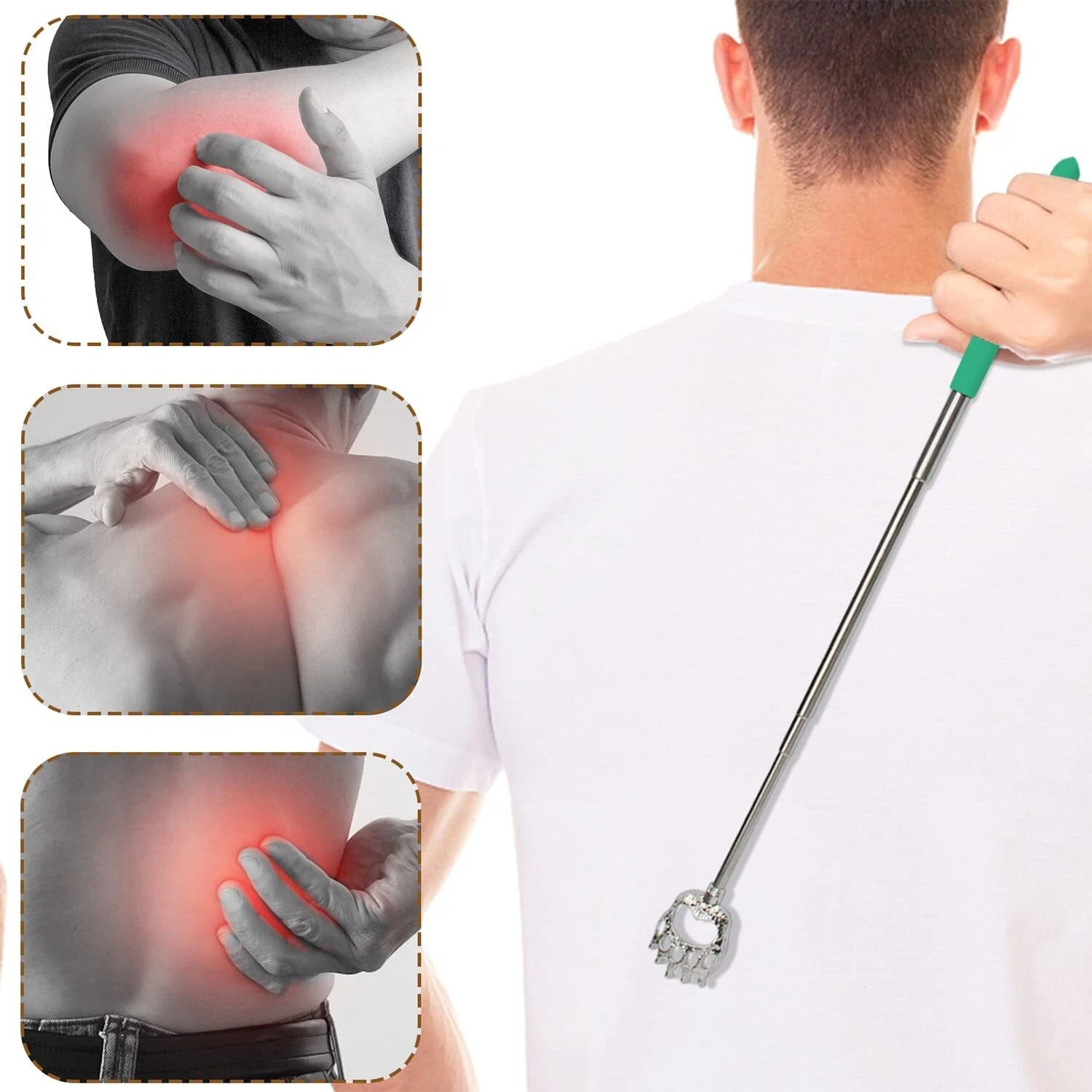 6 Pack Extendable Back Scratcher - Portable Telescoping Metal Back