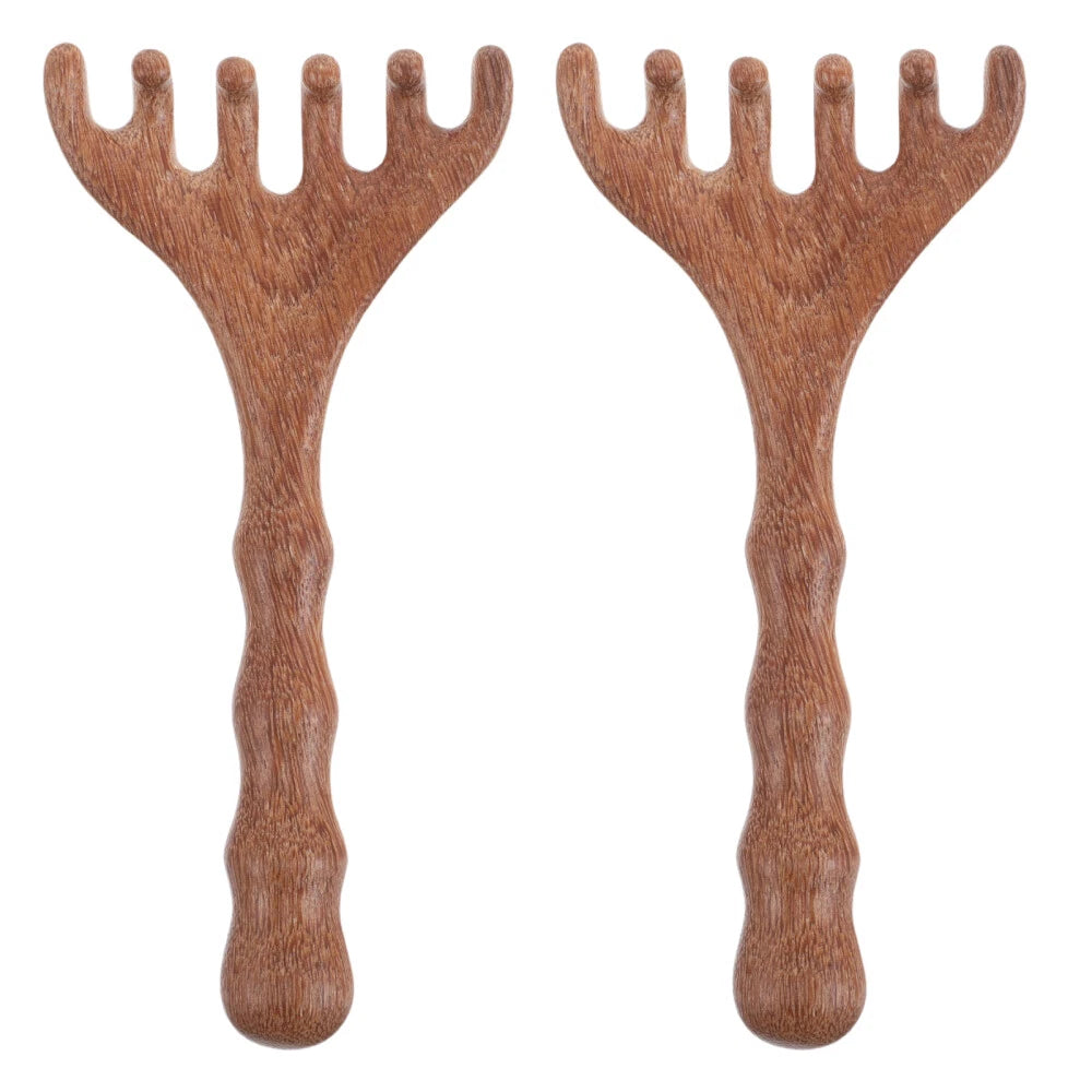 2pcs Wooden Head Massager Comb Wide Tooth Tool Wood Hair Scratcher