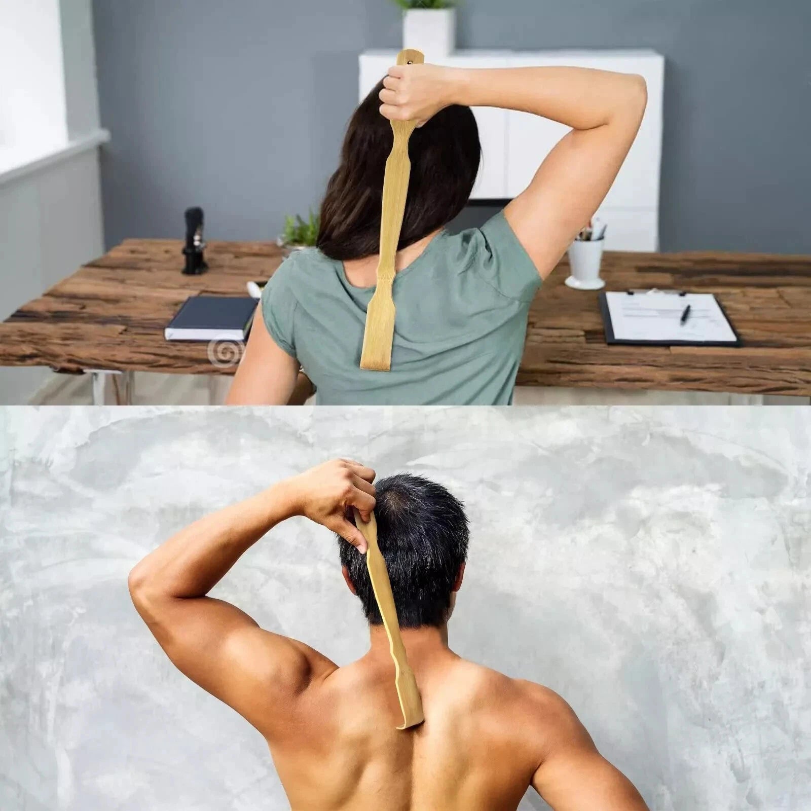 2 Pack Natural Bamboo Back Scratcher Long Reach Pick Itch Relief Tool Portable