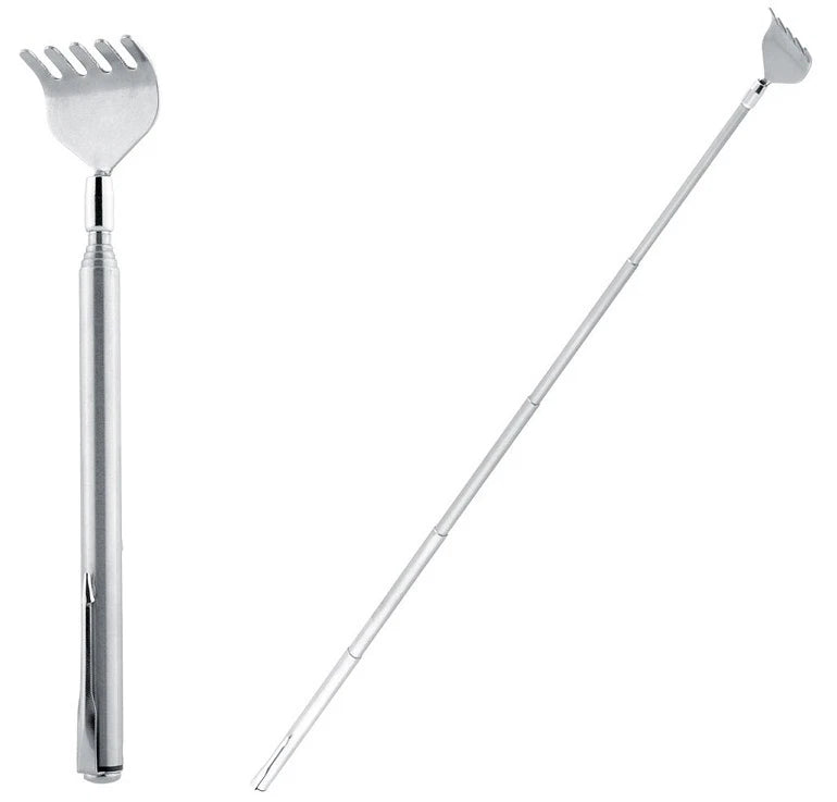 1 PC Extendable Stainless Steel Telescoping Back Scratcher Pen clip Extends 17"