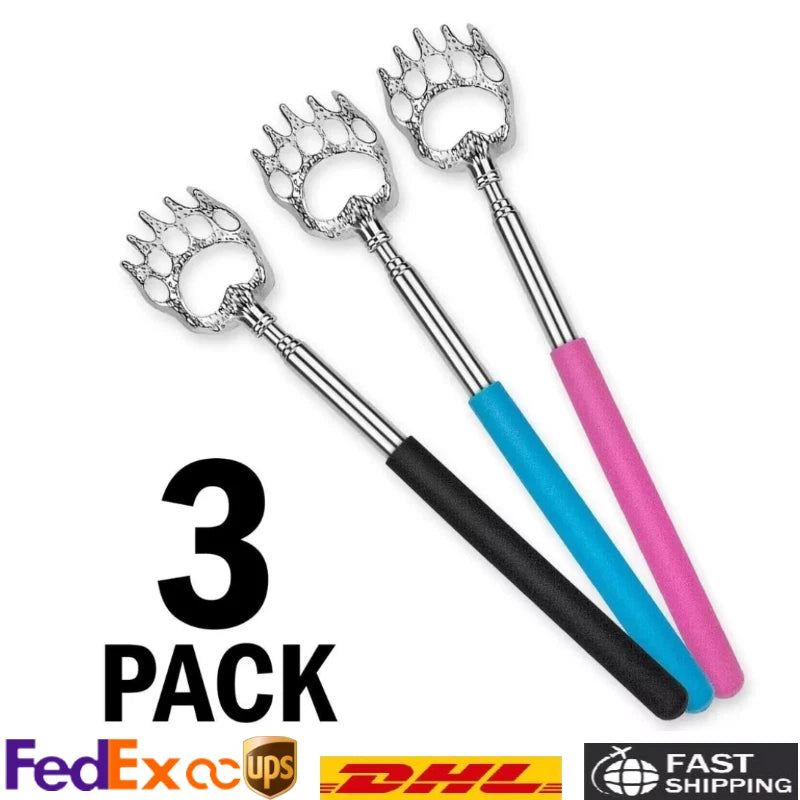 3 Pack Scratcher Back Extendable Massager Bear Claw Telescopic Metal Back Gift