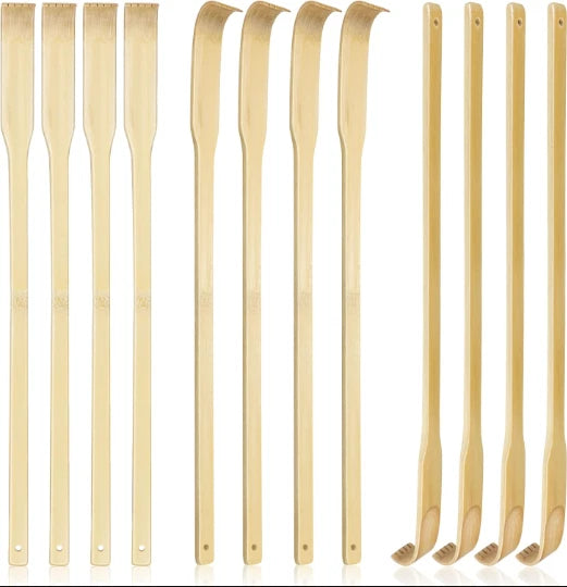 12 PCS Natural Bamboo Back Scratcher Traditional Wooden Back Scratcher,Long Back