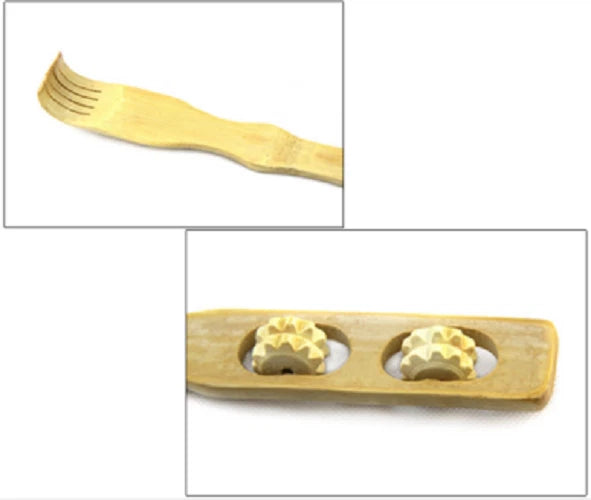 2×Bamboo Wooden Itch Therapeutic Relaxer Back Scratcher w/ Massage Rollers