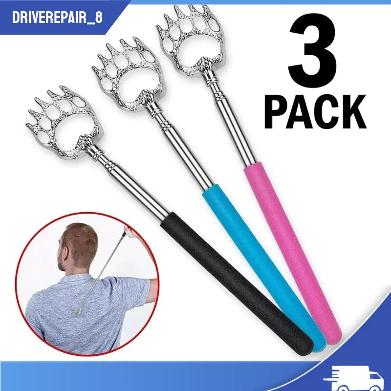 3PCS Bear Claw Telescopic Back Scratcher Metal Back Extendable Massager Gift