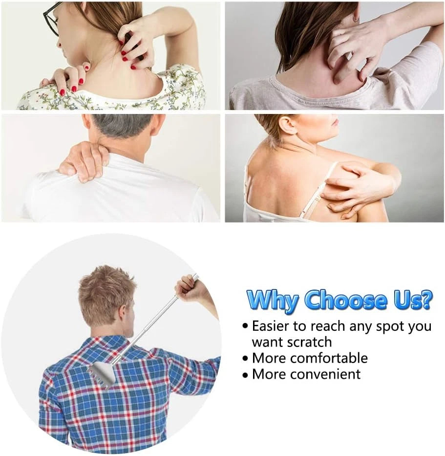 Telescopic Back Scratcher Set - 3 Pack Metal Hand Massagers for Gifts