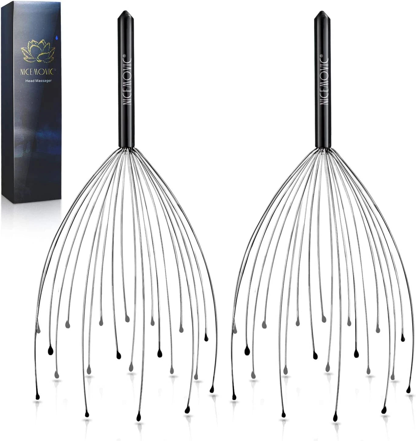 2 Pack Head Massager 20 Fingers Scalp Scratcher Stress Relief Hair Growth Gifts