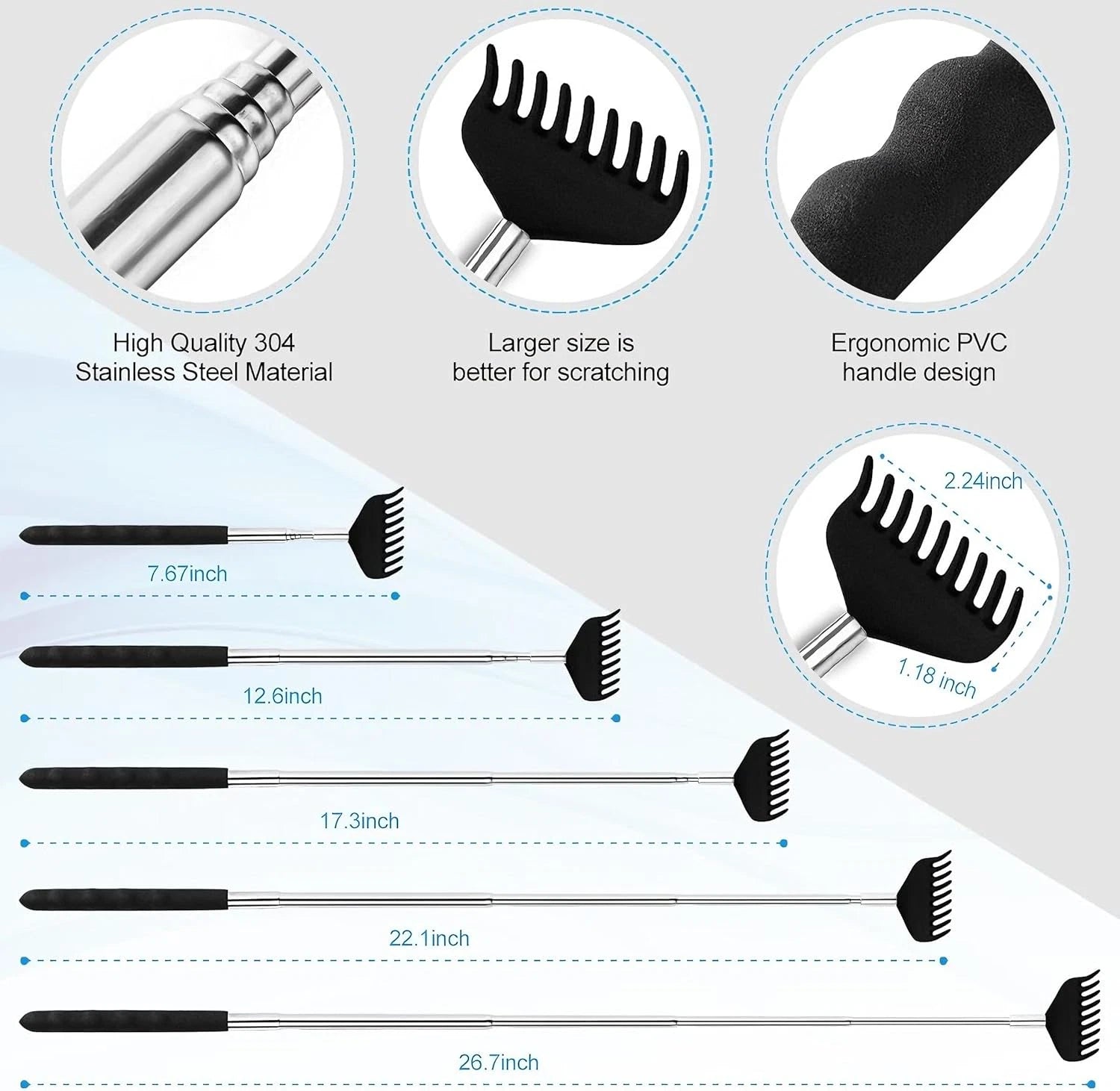 3Pcs Upgraded Back Scratcher Massager, Telescoping Back Massage Stocking Stuffer