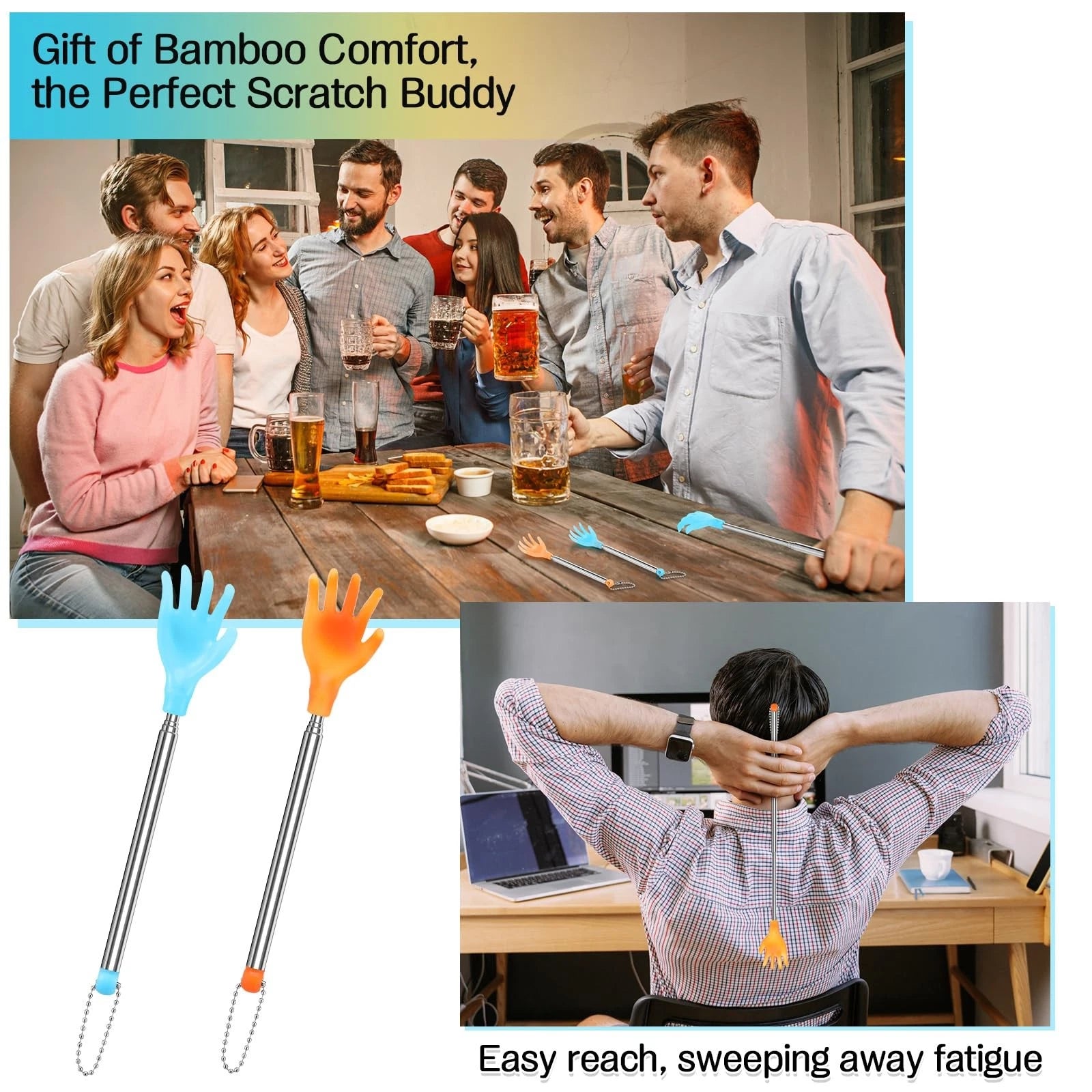 100 Pcs Extendable Back Scratcher Bulk Hand Shaped Retractable Scratcher Tele...