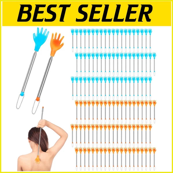 100 Durable Extendable Back Scratchers for Scalp and Body Relief - Yellow & Blue