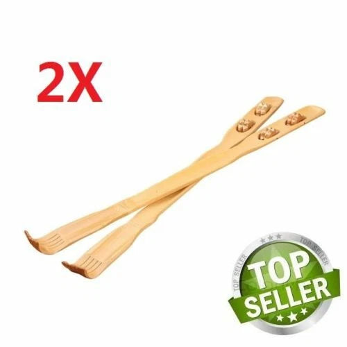 2PACK 18" Bamboo Wooden Itch Therapeutic Back Scratcher Massage Rollers