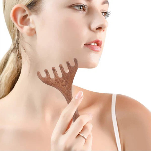 2pcs Wooden Head Massager Comb Wide Tooth Tool Wood Hair Scratcher