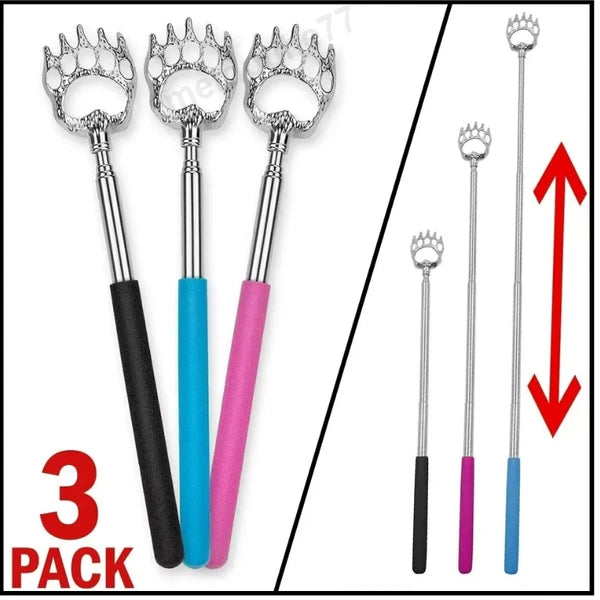 3PCS Bear Claw Telescopic Back Scratcher Metal Back Extendable Massager Gift
