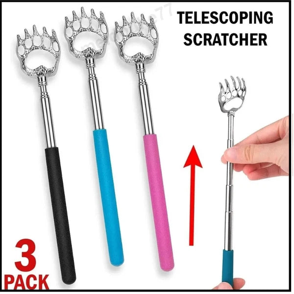 3PCS Bear Claw Telescopic Back Scratcher Metal Back Extendable Massager Gift