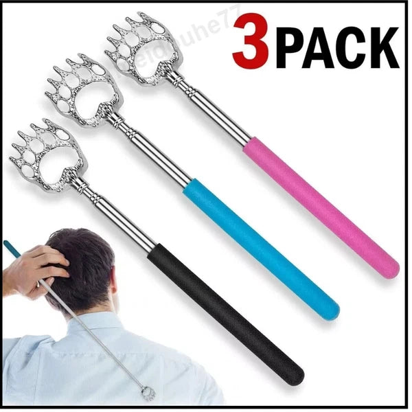3PCS Bear Claw Telescopic Back Scratcher Metal Back Extendable Massager Gift