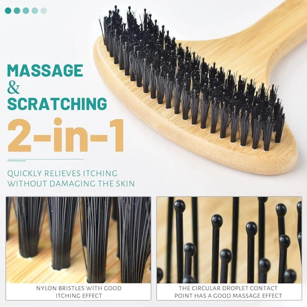 22-Inch Bamboo Back Scratcher with 2-in-1 Massaging Head for Ultimate Relief