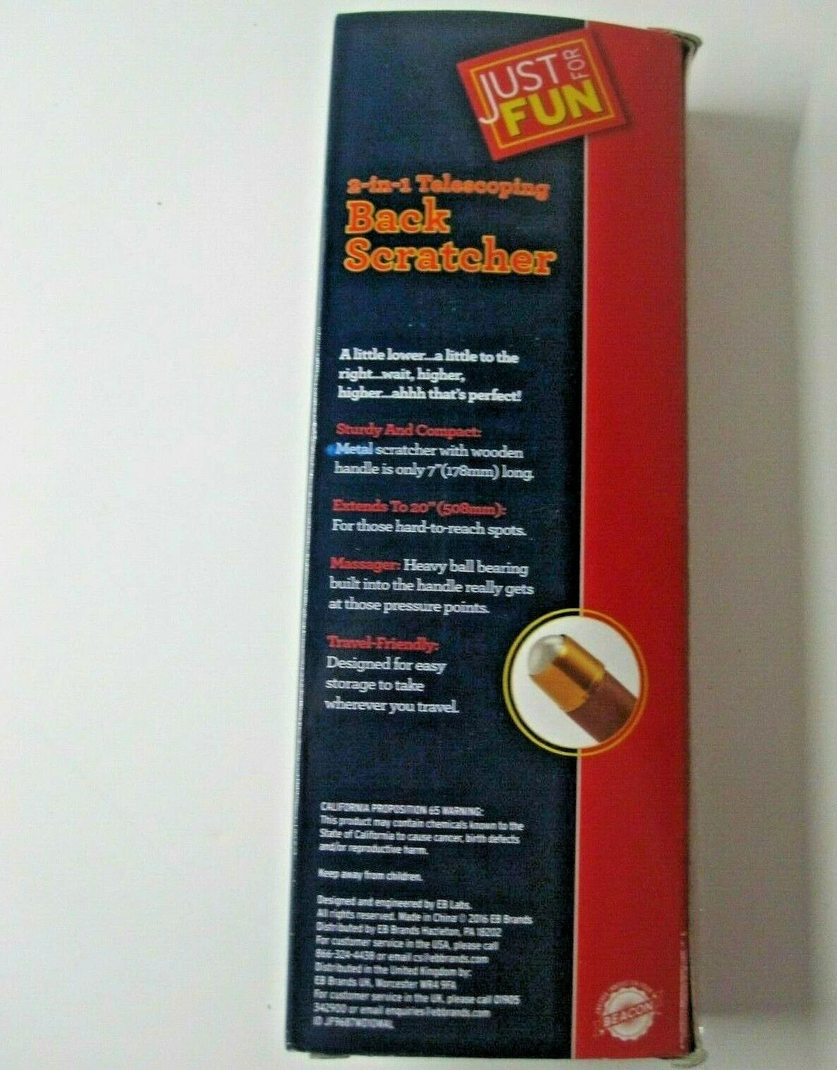 Just For Fun 2 in 1 Telescoping Back Scratcher Includes Massager New