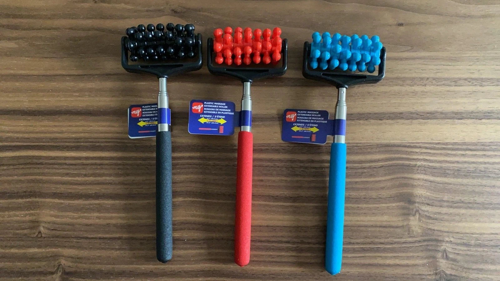 3 PACK Extendable Stainless Steel Telescoping Back ROLLER Scratcher Massager