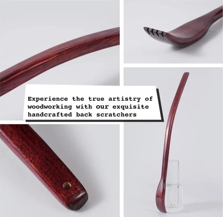 Oversized Wooden Back Scratcher: 18 Extended Curved Handle for Better Reach,