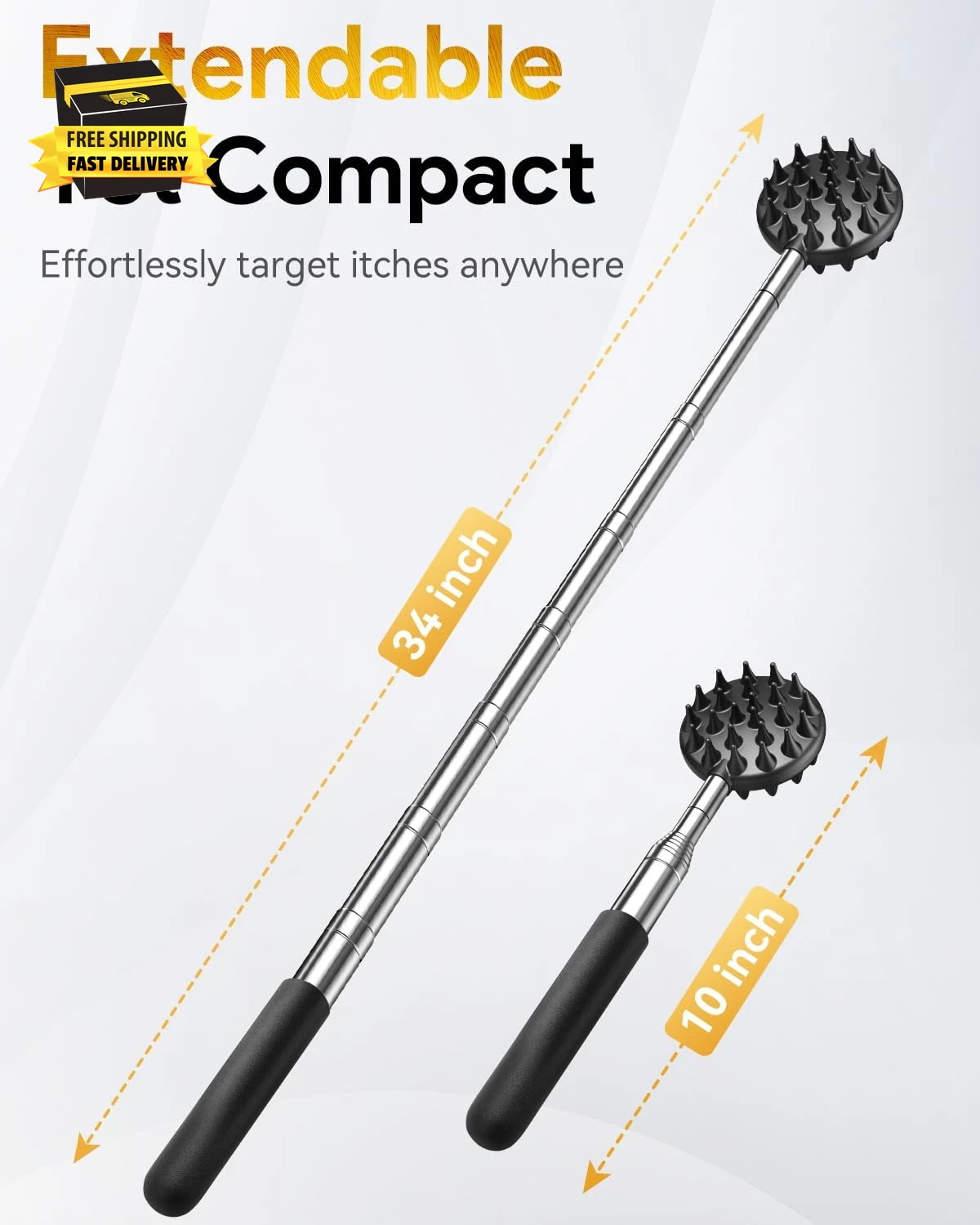 Telescoping Back Scratcher with 4Pcs Detachable Scratching Heads, Fathers Day Da