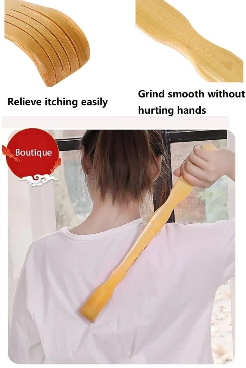 2Pcs Wooden Bamboo Back Scratcher Long Handle Itch Relief Finger-Like Scratchers