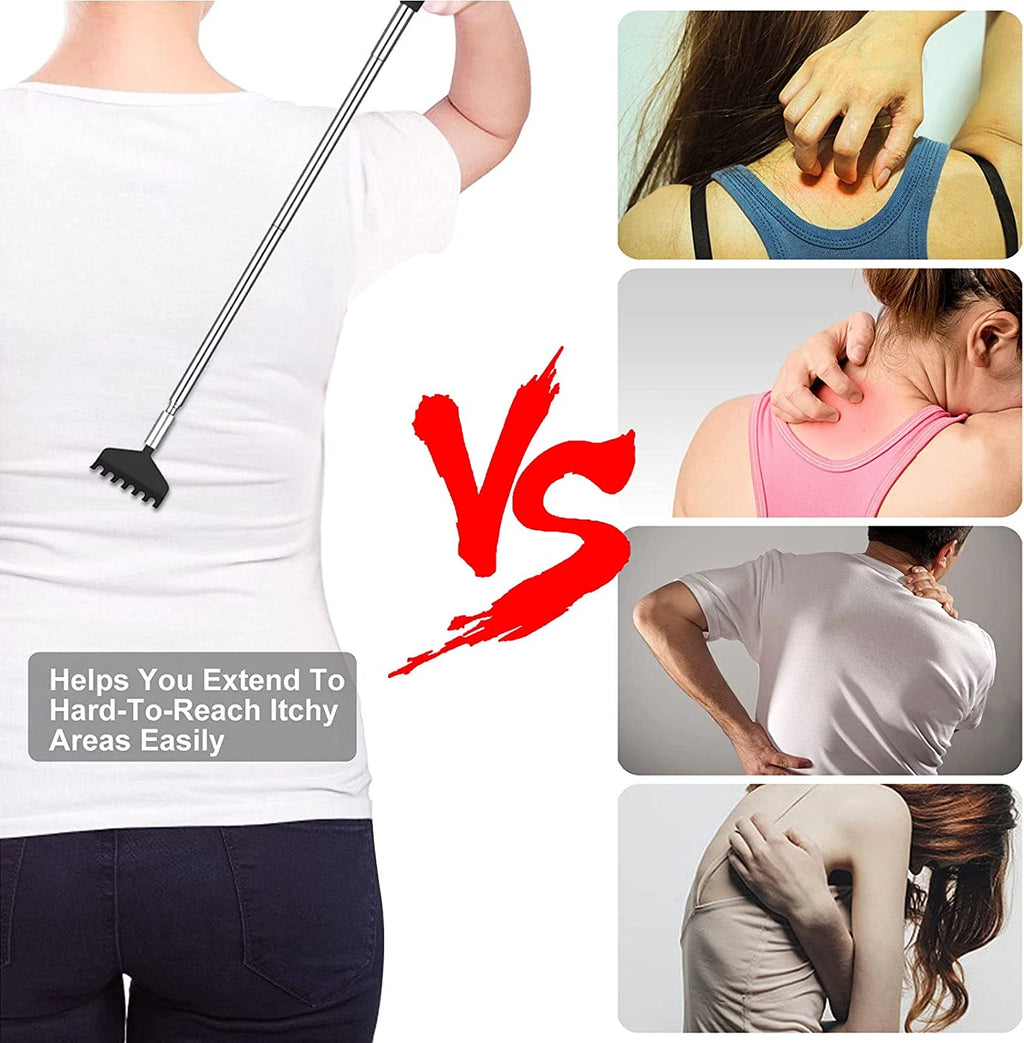 Telescoping Back Scratcher, 2 Pack - Stainless Steel, Portable and Extendable