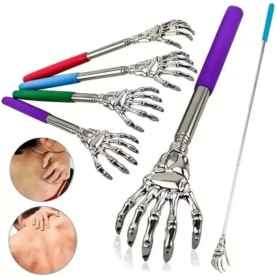 2PCS Stainless Steel Retractable Back Scratcher - Rubber Handle Portable Random