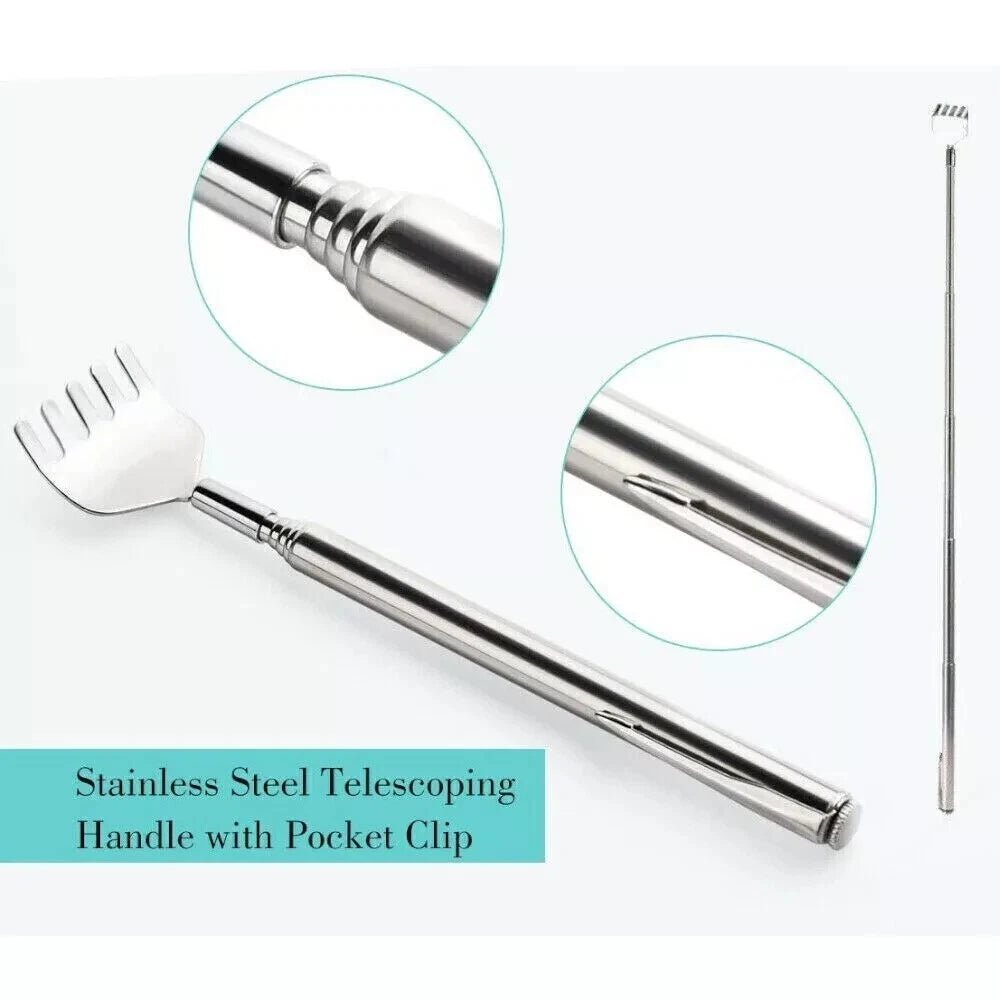 Metal Stainless Steel Back Scratcher Telescopic Extendable Claw Extender QW US