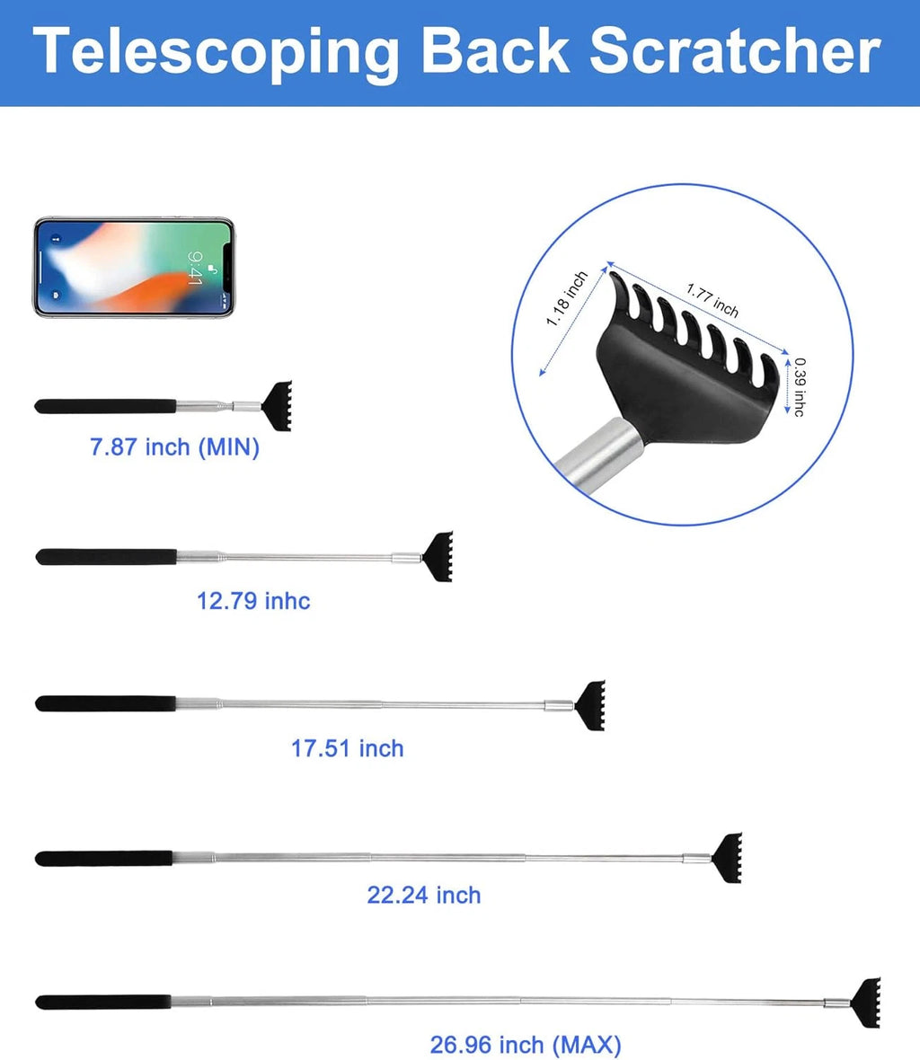 Portable Extendable Back Scratcher, 2 Pack Metal Telescoping Backscratchers for