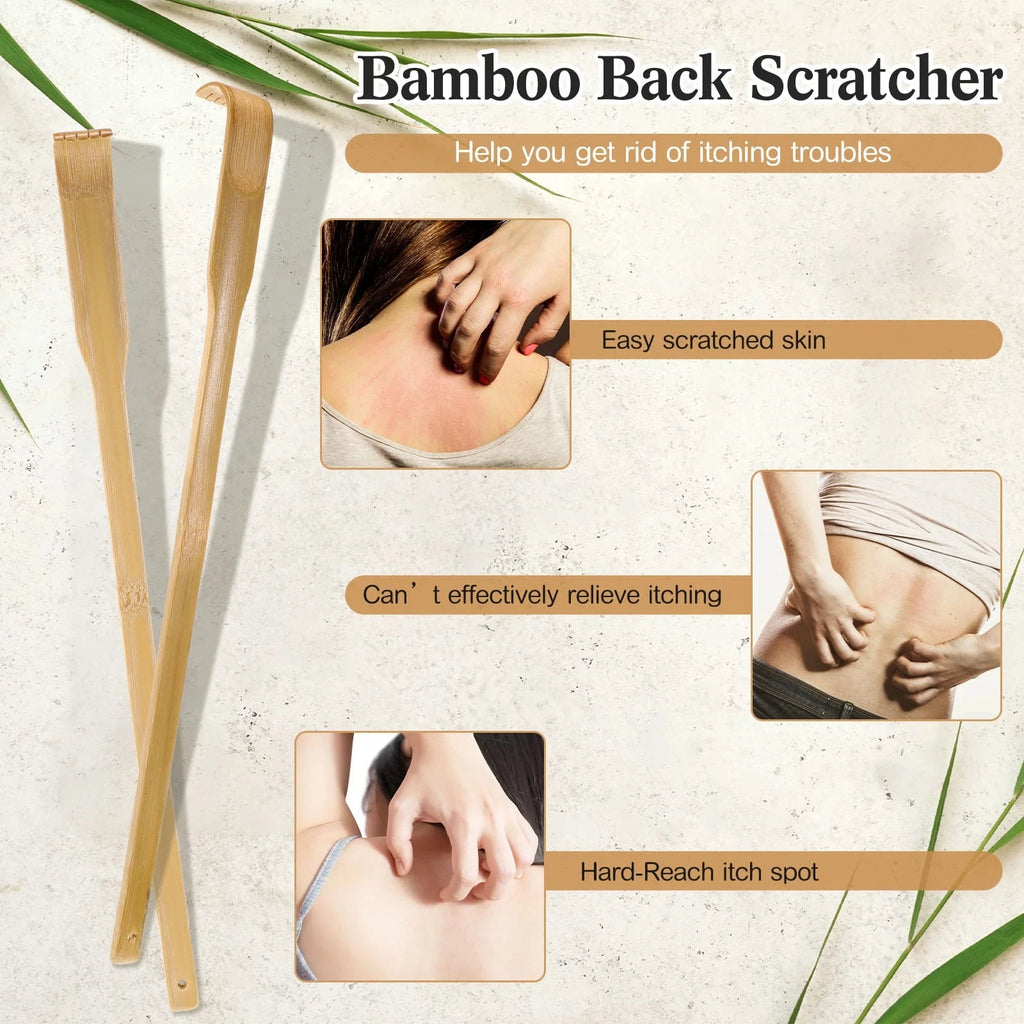 50 Pcs Bamboo Back Scratcher Bulk Traditional Manual Back Massager Wooden Lon