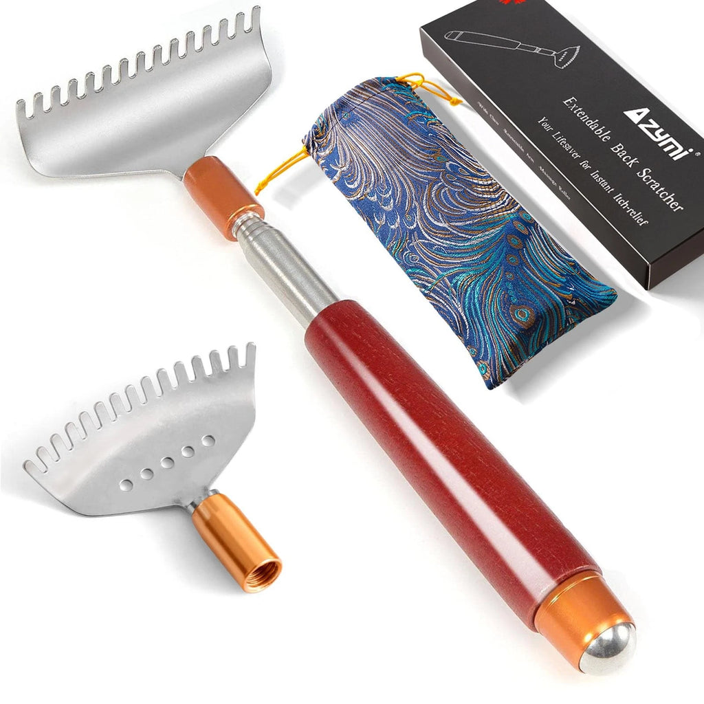 Back Scratcher with 2Pcs Wide Detachable Heads, Telescopic Back Scratcher for...