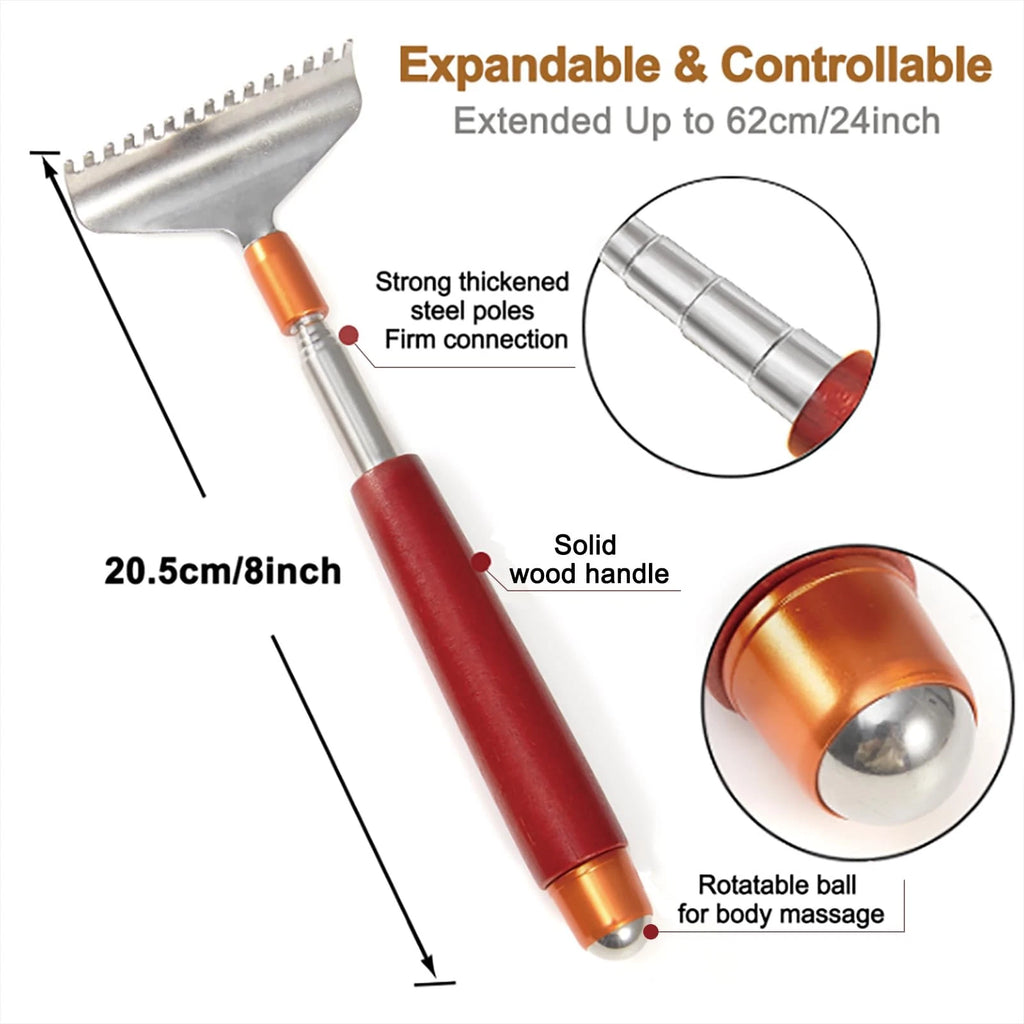 Back Scratcher with 2Pcs Wide Detachable Heads, Telescopic Back Scratcher for...