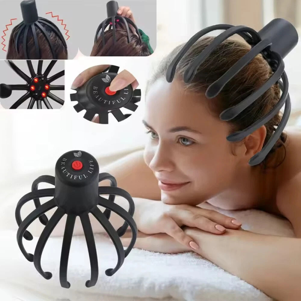 Electric Octopus Claw Scalp Massager Cordless Head Scratcher for Stress Relax