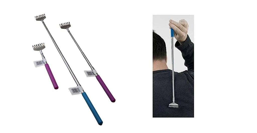 3 Pack Telescopic Back Scratcher – Extends 8" to 26.75", Compact & Lightweight