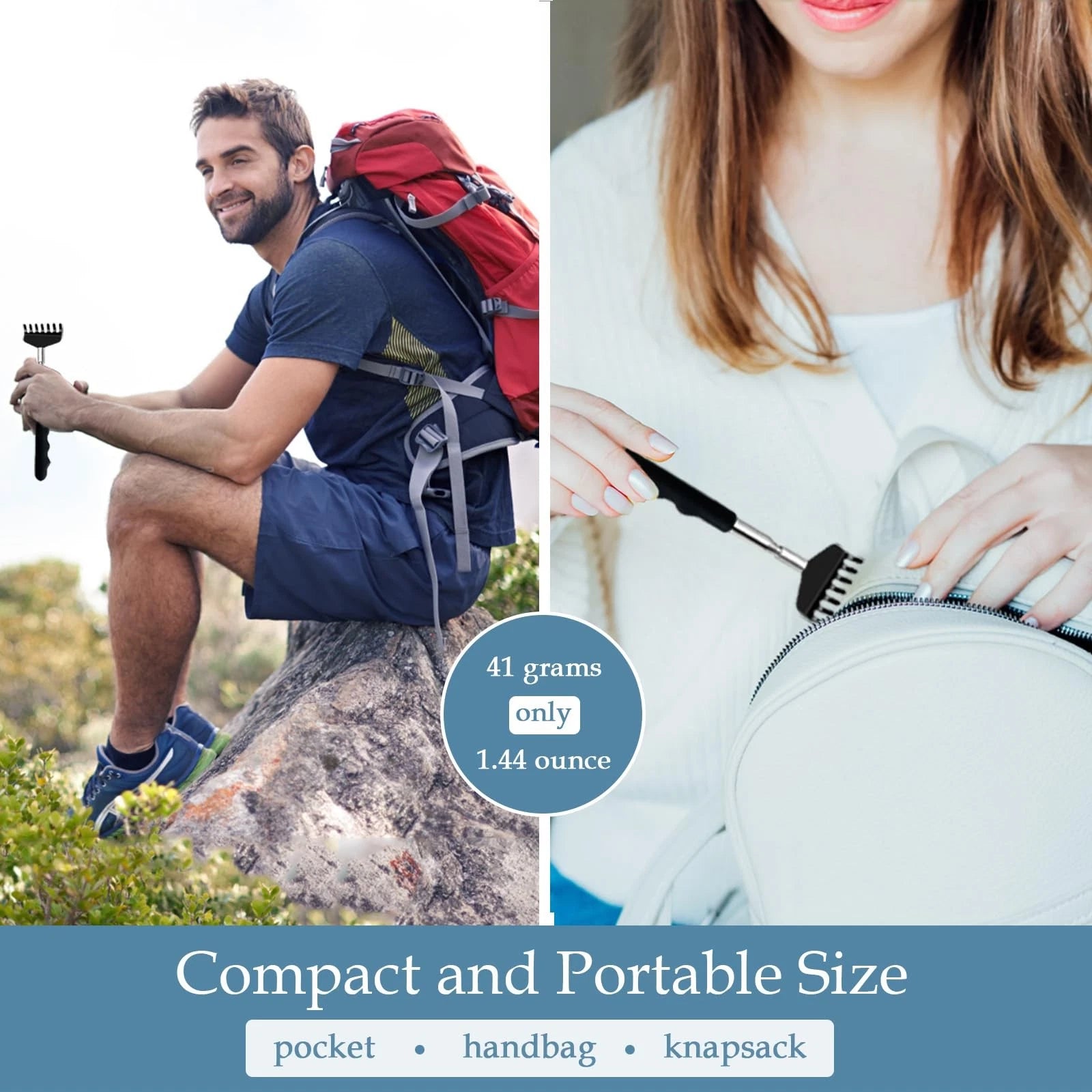 3 Pack Extendable Back Scratcher, Stainless Steel Portable Telescoping Back