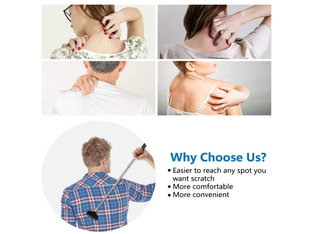 3 Pack Extendable Back Scratcher, Stainless Steel Portable Telescoping Back