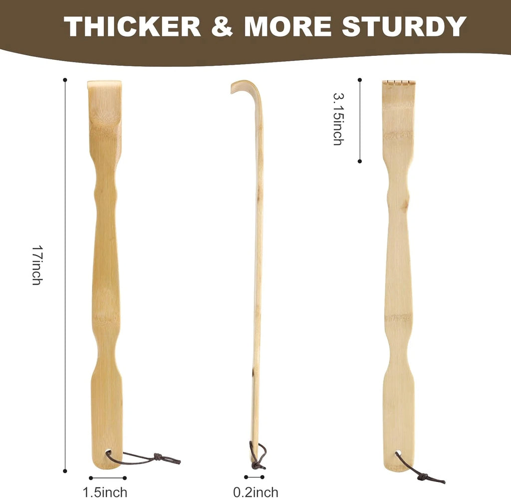 Wooden Bamboo Back Scratcher, 17 Inch Long Handle Back Scratchers for Adults Men