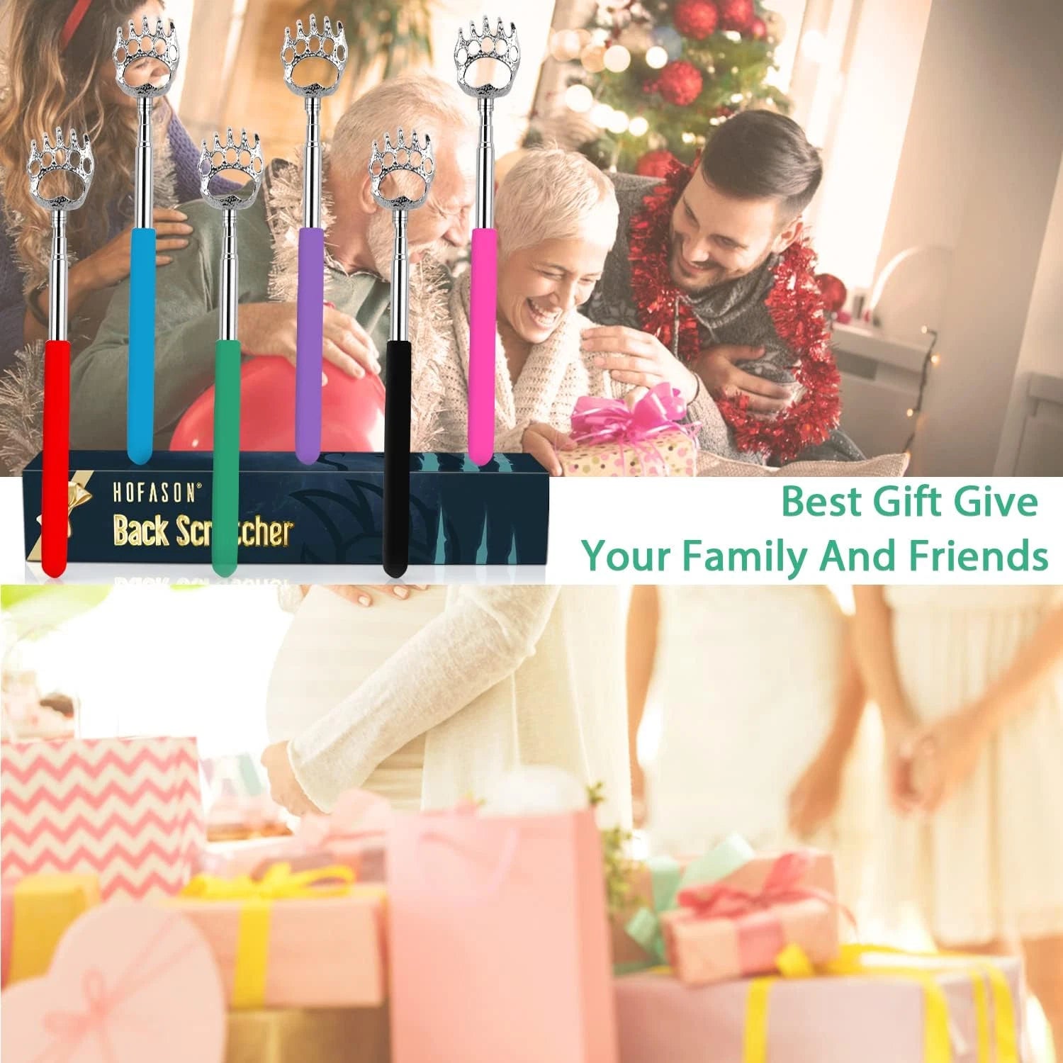 Back Scratcher Set 6 Pack Extendable Massager Gift for Dad Men Women Teens