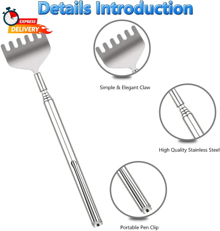 Extendable Back Scratcher for Men 3 Pack Portable Telescopic Metal Back Scratche