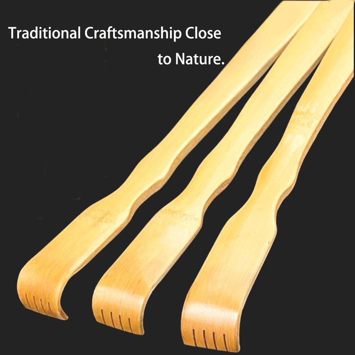 2Pcs Wooden Bamboo Back Scratcher Long Handle Itch Relief Finger-Like Scratchers
