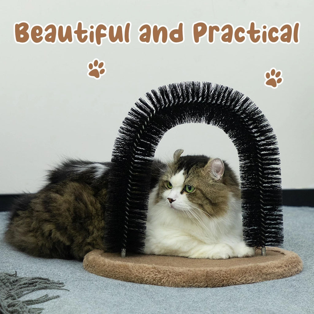 Self Grooming Massager and Scratcher Toy - Cat Arch Brush for Back Grooming H...