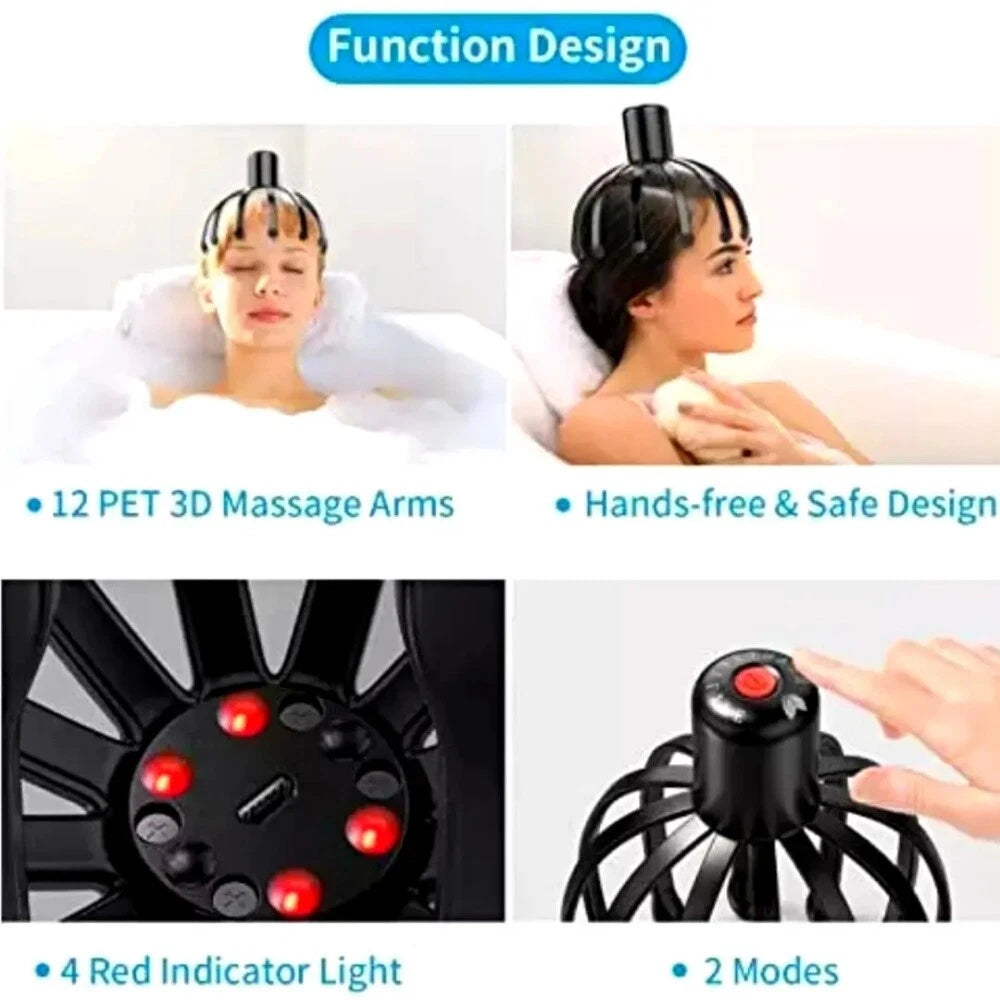 Electric Octopus Claw Scalp Massager Cordless Head Scratcher for Stress Relax