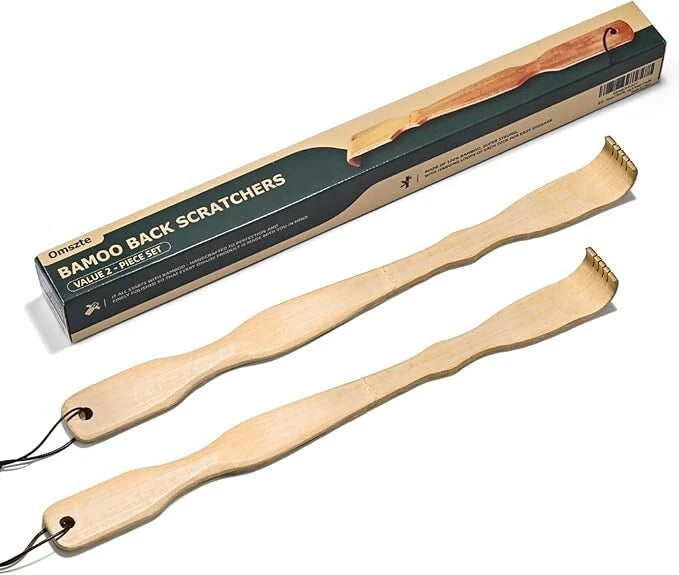 2 Pack Natural Bamboo Back Scratcher Long Reach Pick Itch Relief Tool Portable