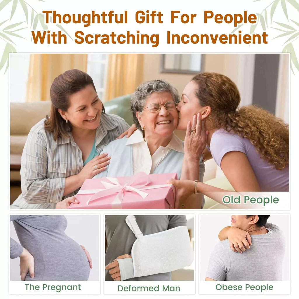 NURENDER 22'' Bamboo Back Scratcher with Extra Long Handle 2 in 1 Back Massag...