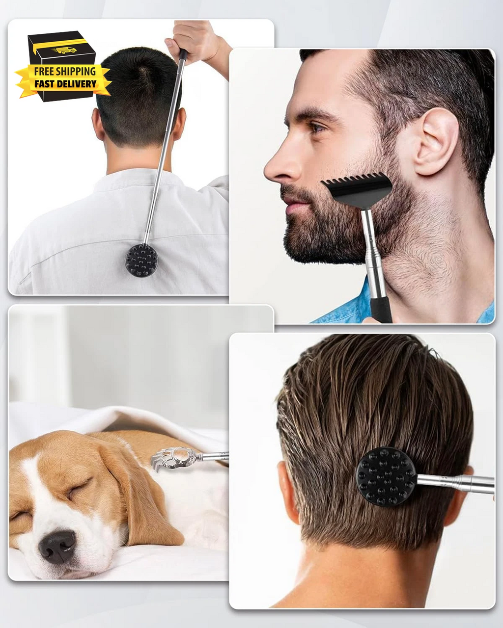 Telescoping Back Scratcher with 4Pcs Detachable Scratching Heads, Fathers Day Da