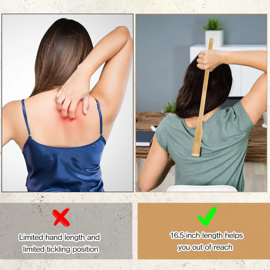 50 Pcs Bamboo Back Scratcher Bulk Traditional Manual Back Massager Wooden Lon