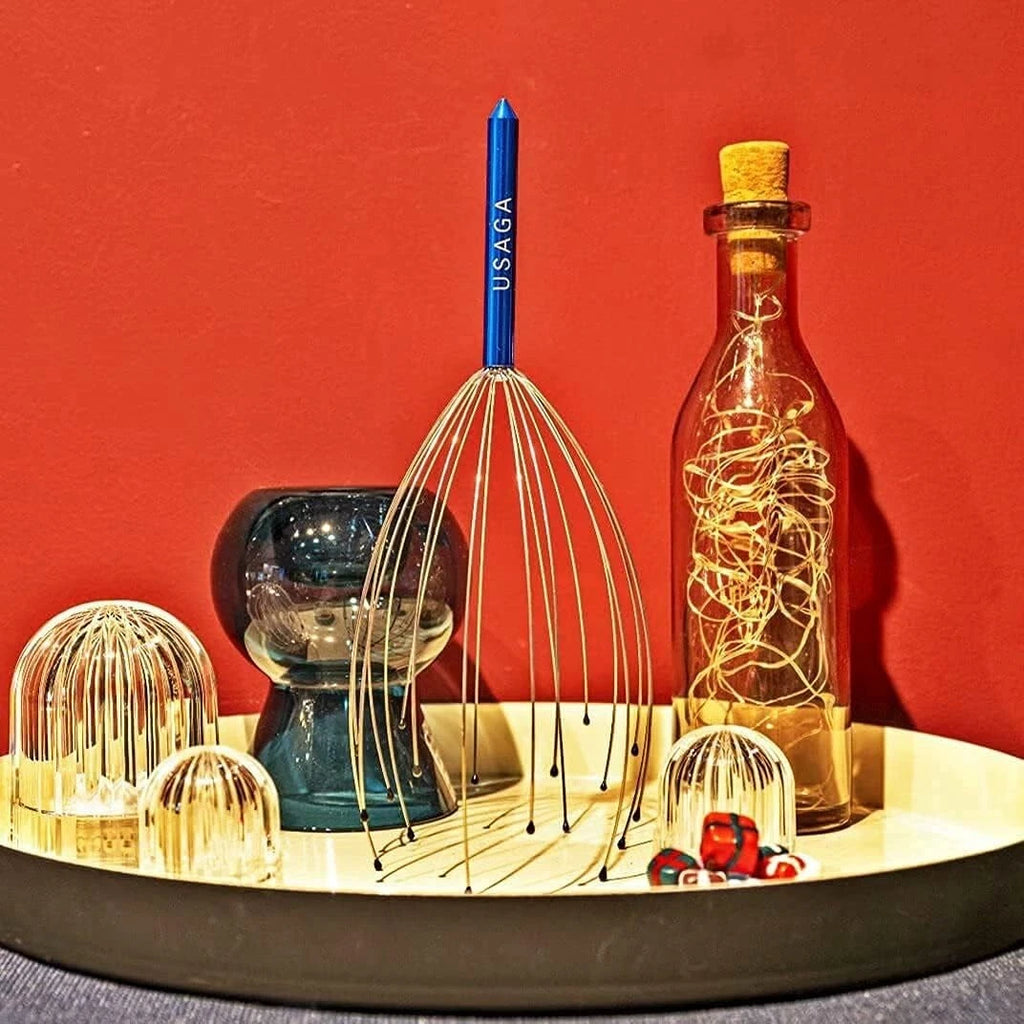 Adjustable Head Scratcher - Durable Scalp Massager in Red & Blue