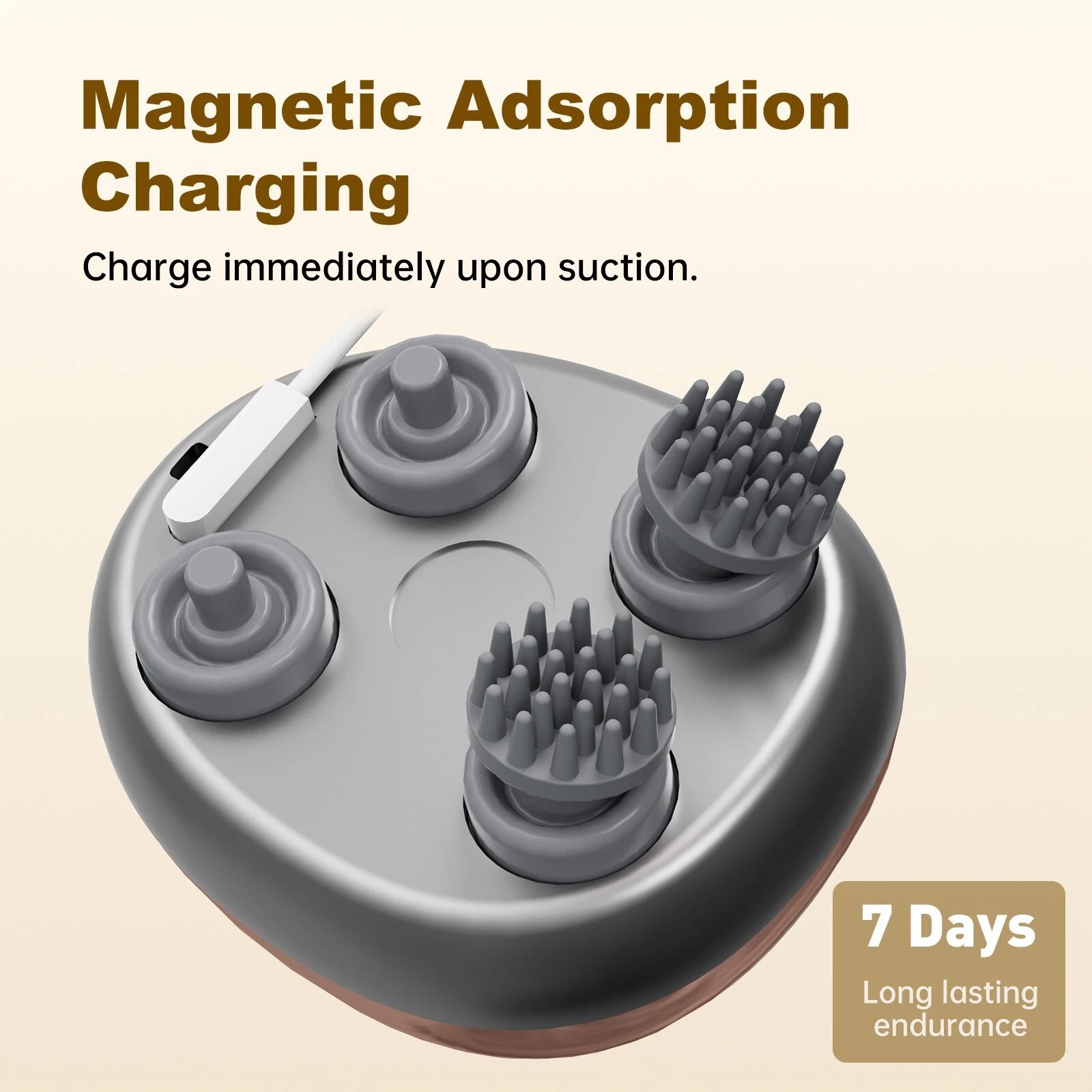 Electric Head Massager Scalp Waterproof 4 Heads 96 Nodes for Hair Stress Relax